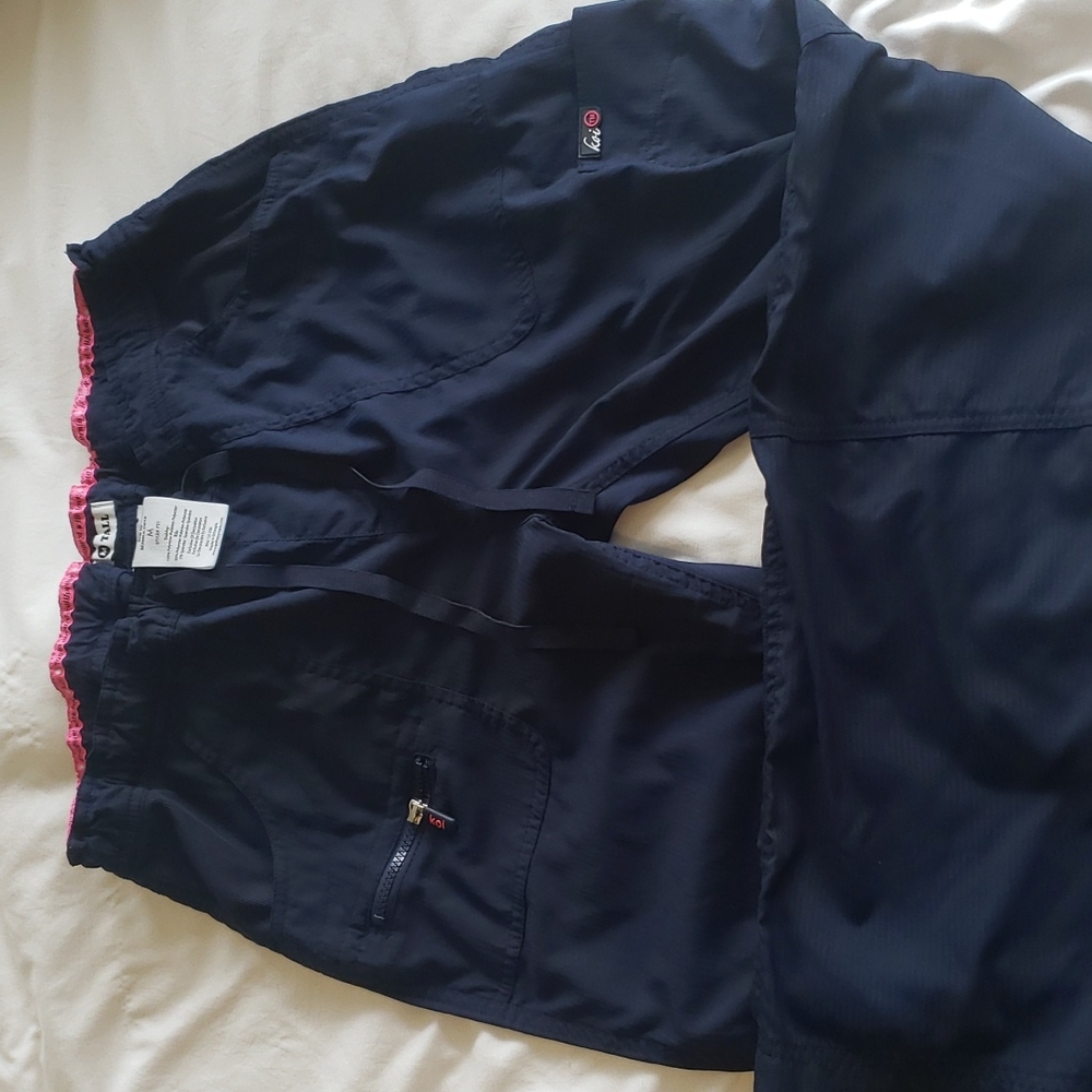 Koi lite Peace scrub pants. Navy blue. Size Medium long